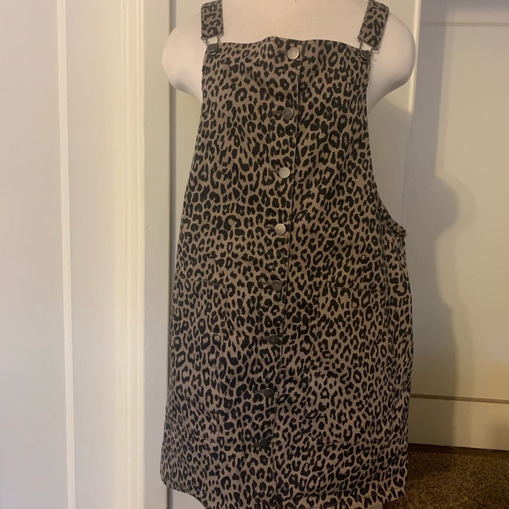 SO Animal Print Overall Dress with Pockets